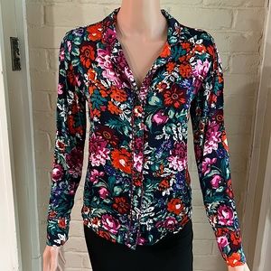 Floreat Anthropologie sz xs rare multi colored floral button down blouse